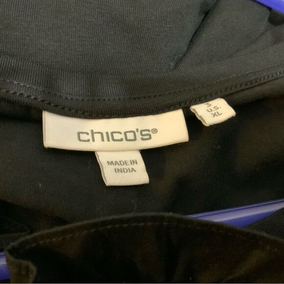 chico black top women size 3 with front ruffle accent - Picture 5 of 7